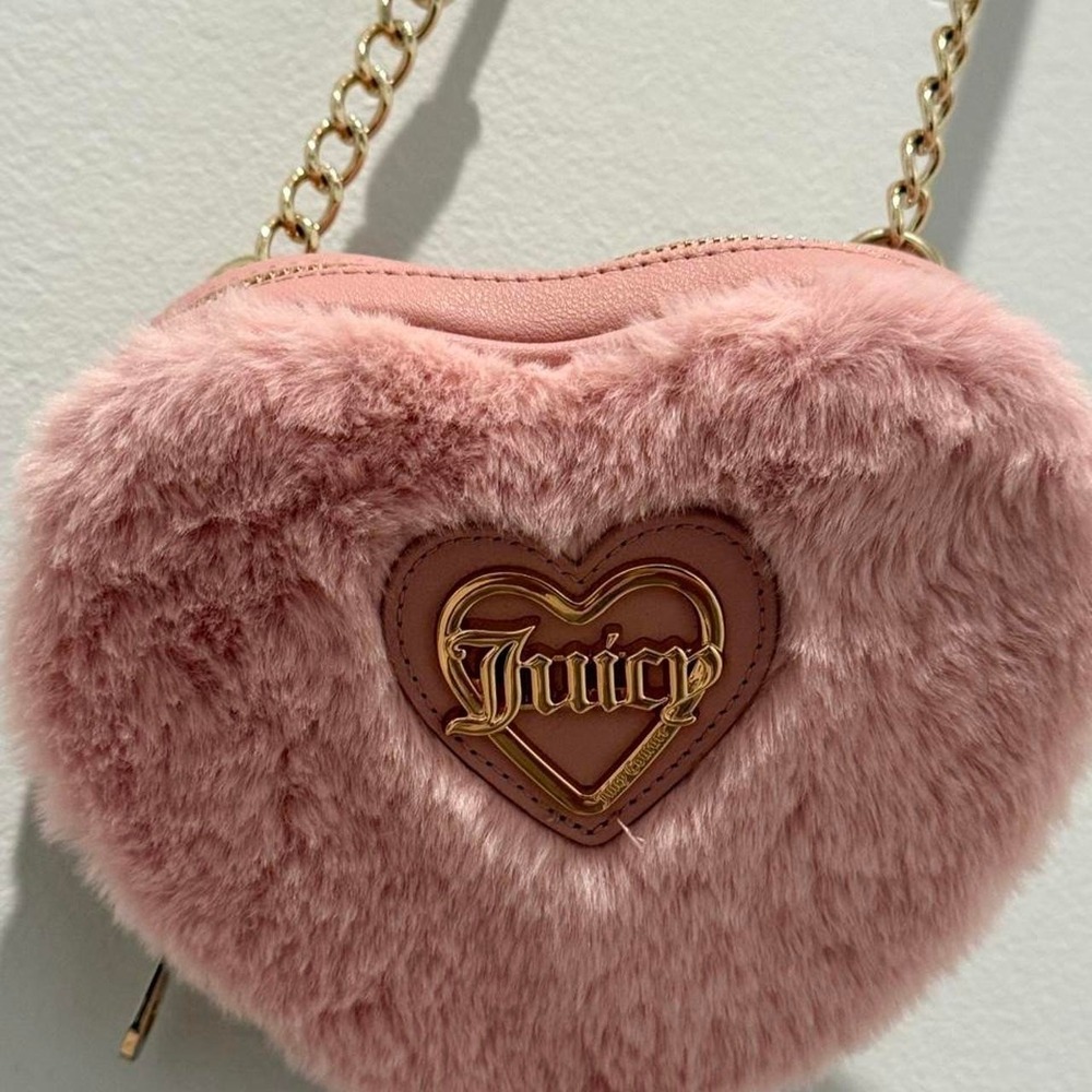 Juicy Couture Pink Furry Heart Purse
